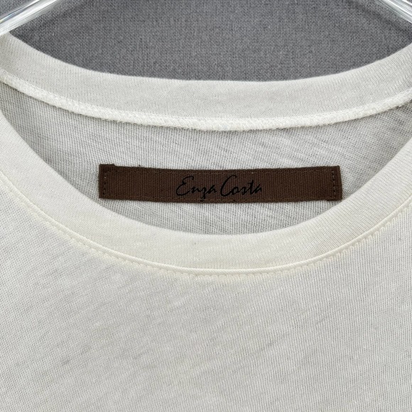 ENZA COSTA Cashmere Loose Short Sleeve Womens XS Off White Tee Shirt T-Shirt NEW - Picture 10 of 15
